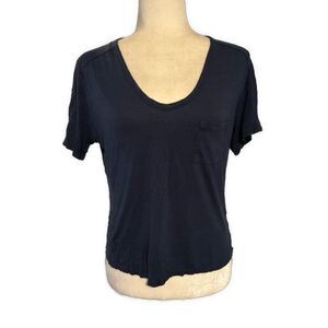 T Alexander Wang Solid Navy Blue Short Sleeve T Shirt Small
